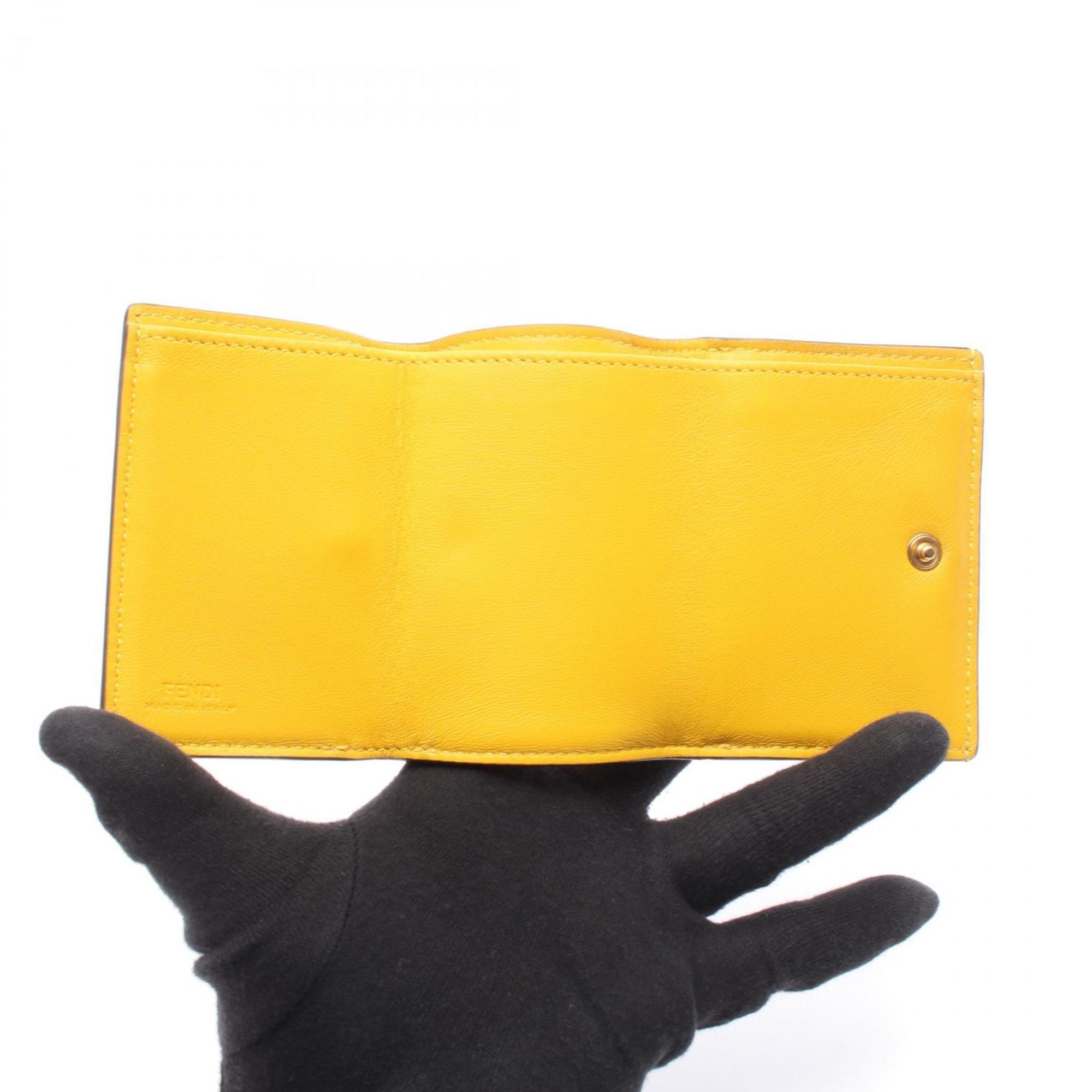 Fendi Yellow Leather Wallet (Tri-Fold)