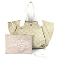 Louis Vuitton Beige White Canvas Leather Shoulder Bag Tote Bag