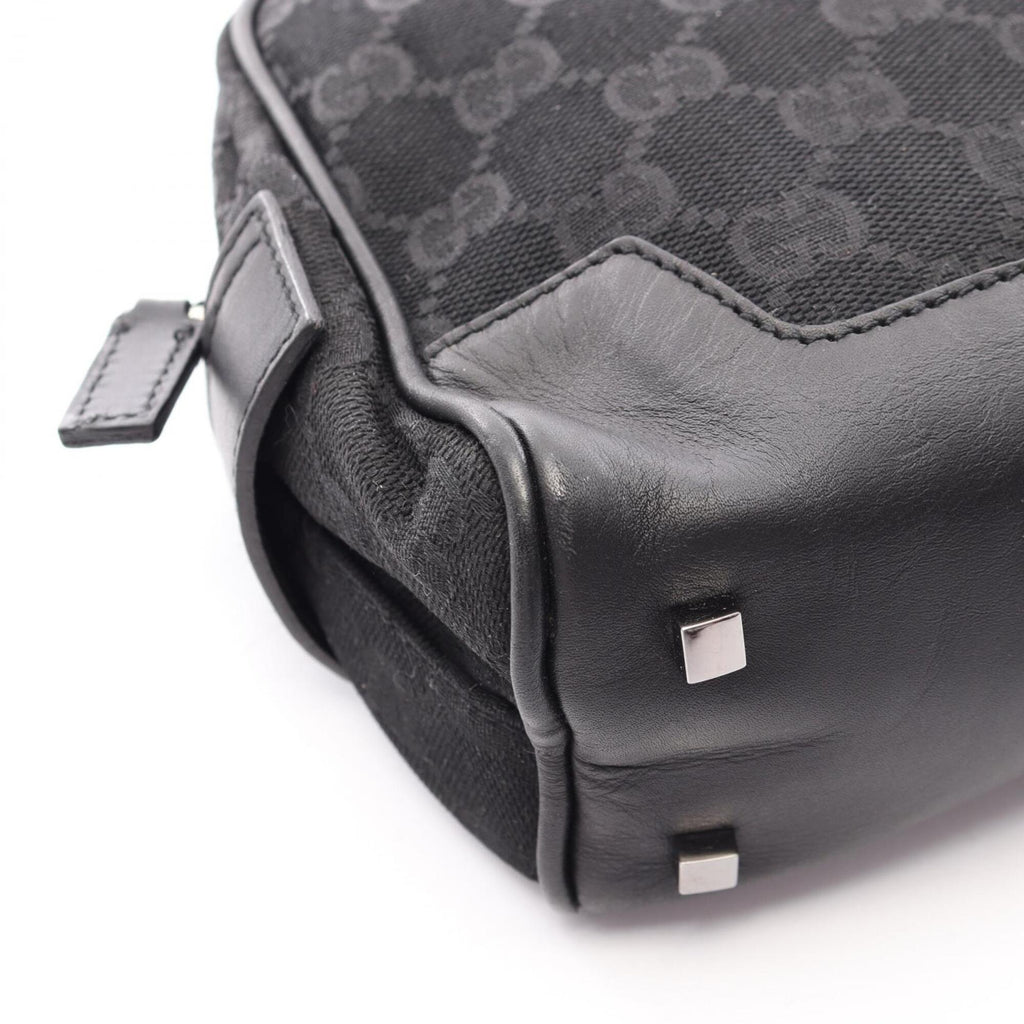 Gucci Gg Canvas Black Gg Canvas Leather Handbag (Pre-Owned)
