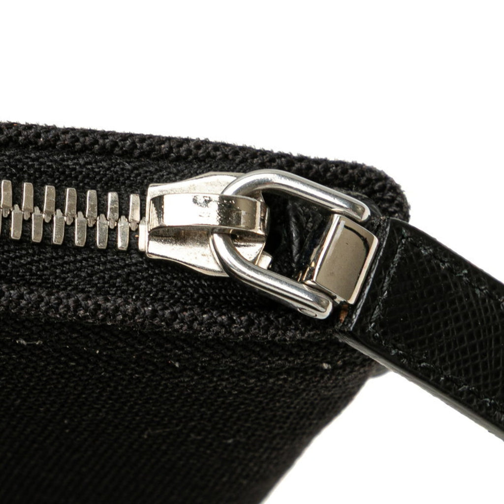 Prada Black Orange White Canvas Leather Tote Bag