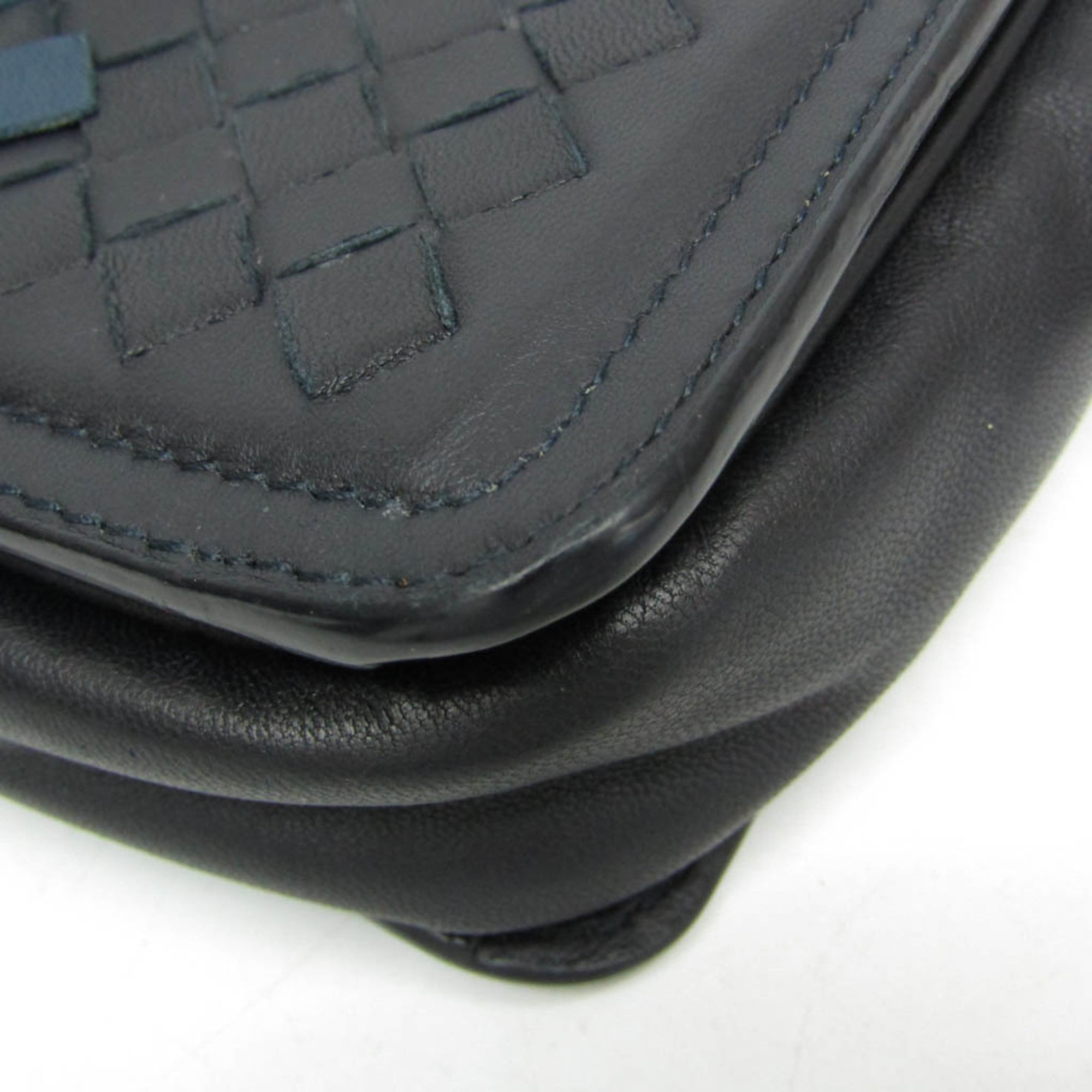 Bottega Veneta Belt Flap Camera Bag Intrecciato Nappa Navy Leather Shoulder Bag Bag