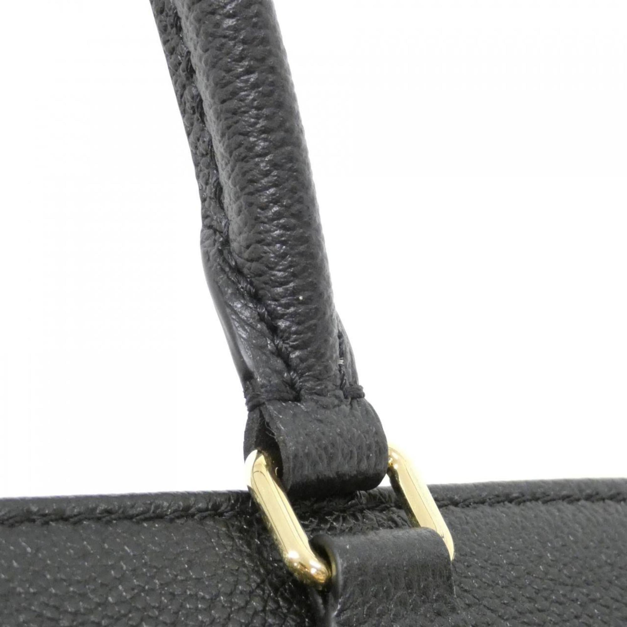 Louis Vuitton Beige Black Leather Handbag