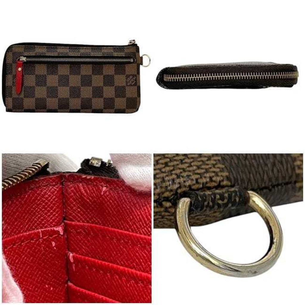Louis Vuitton Brown Damier Canvas Ebene Red Color Damier Canvas Long Wallet