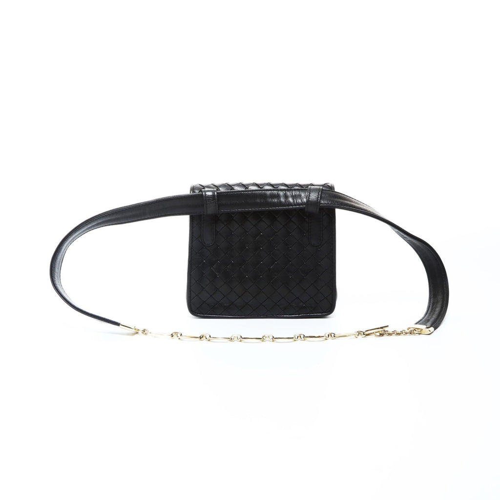Bottega Veneta Intrecciato Black Leather Shoulder Bag