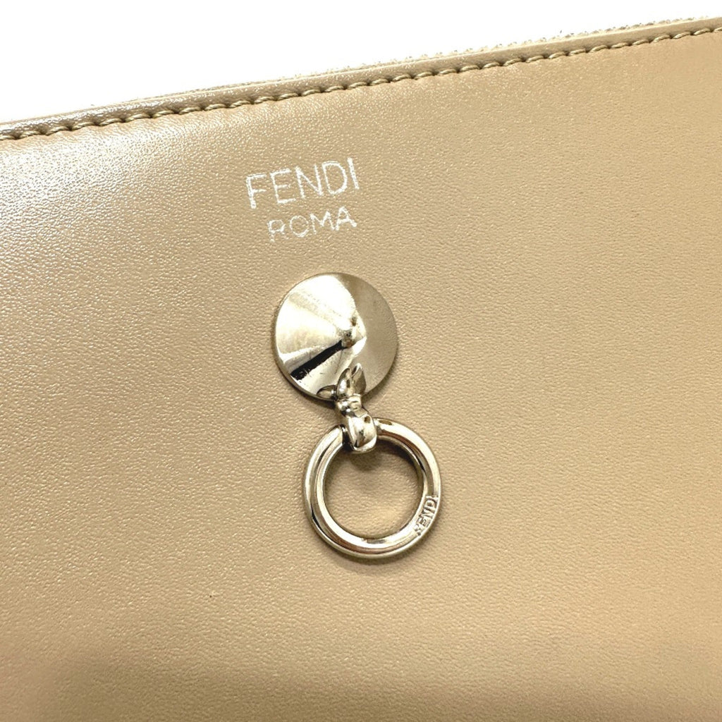 Fendi Beige Leather Long Wallet (Bi-Fold)