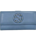 Gucci Blue Leather Long Wallet (Bi-Fold) (Pre-Owned)
