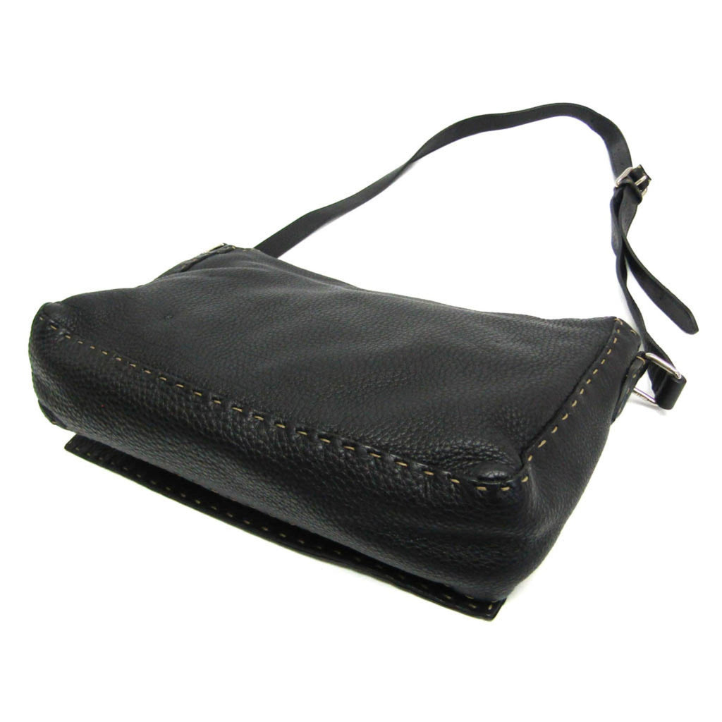 Fendi Selleria Black Leather Messenger Bag Shoulder Bag