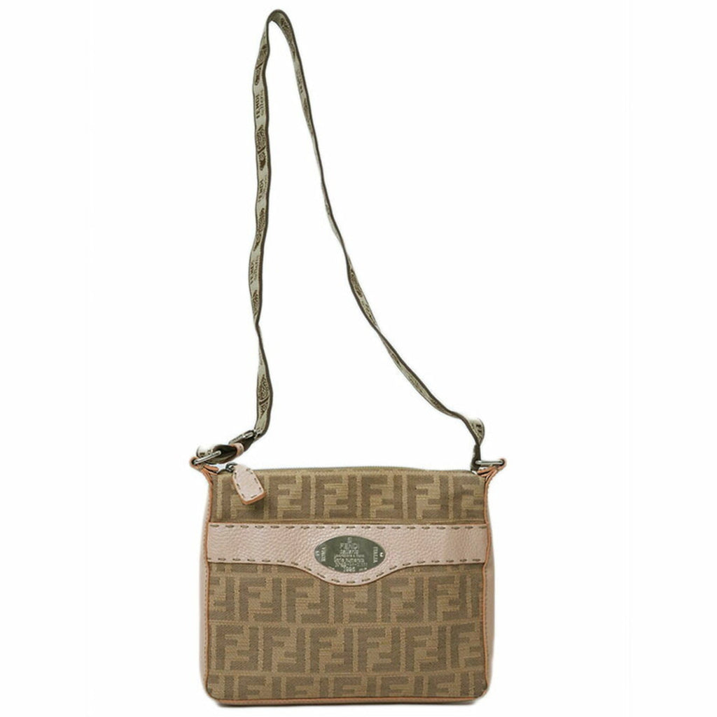 Fendi Selleria Pink Canvas Shoulder Bag