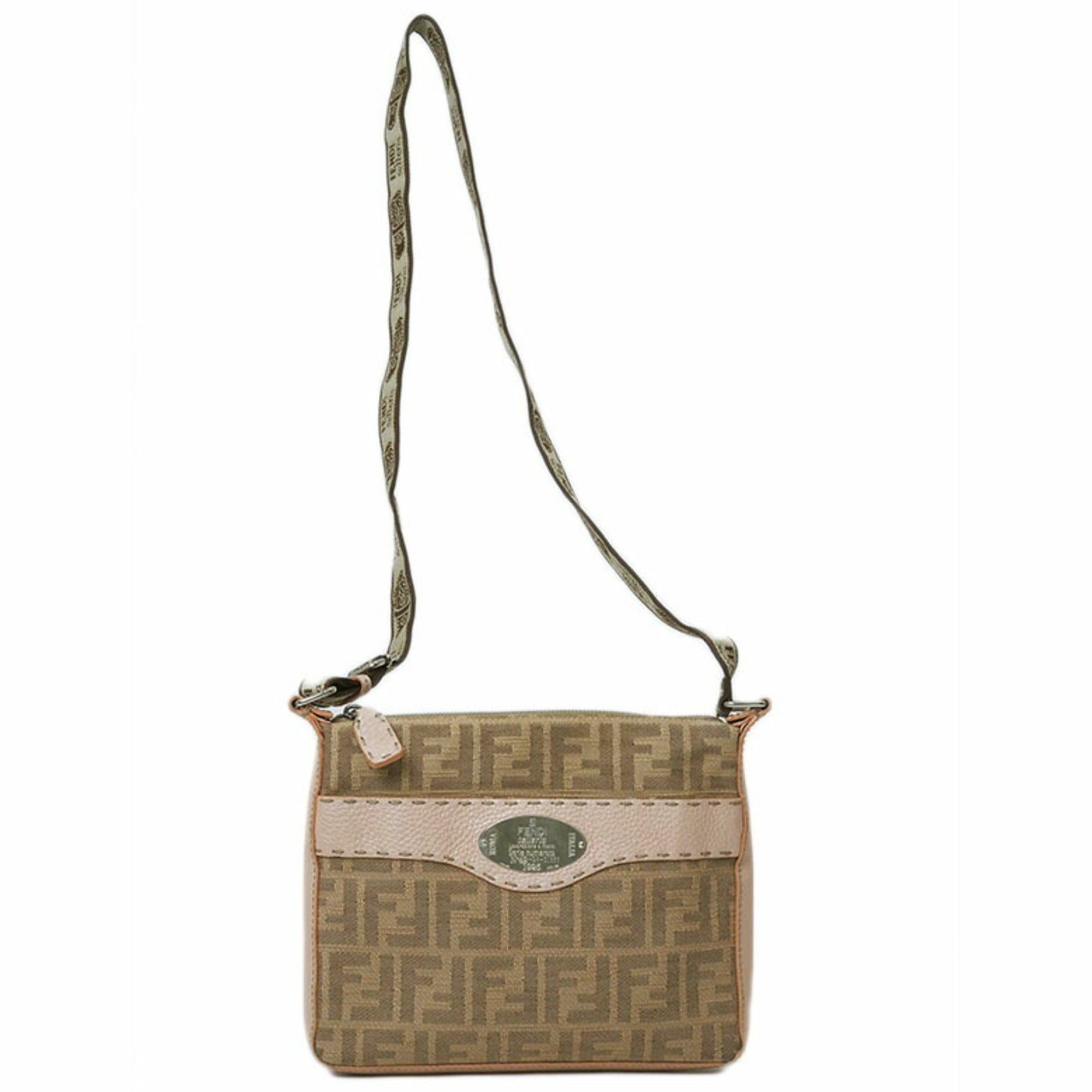 Fendi Selleria Pink Canvas Shoulder Bag
