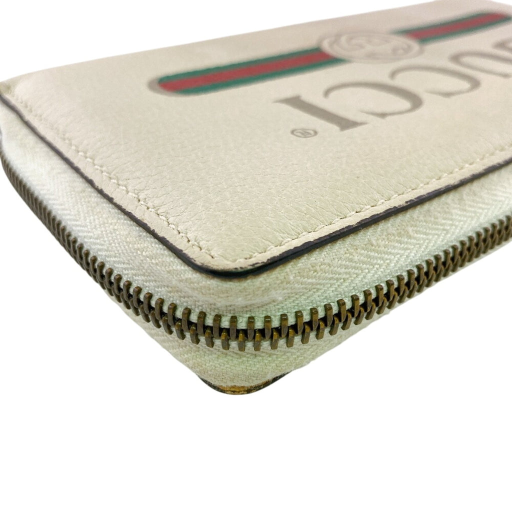 Gucci White Leather Long Wallet (Bi-Fold) (Pre-Owned)