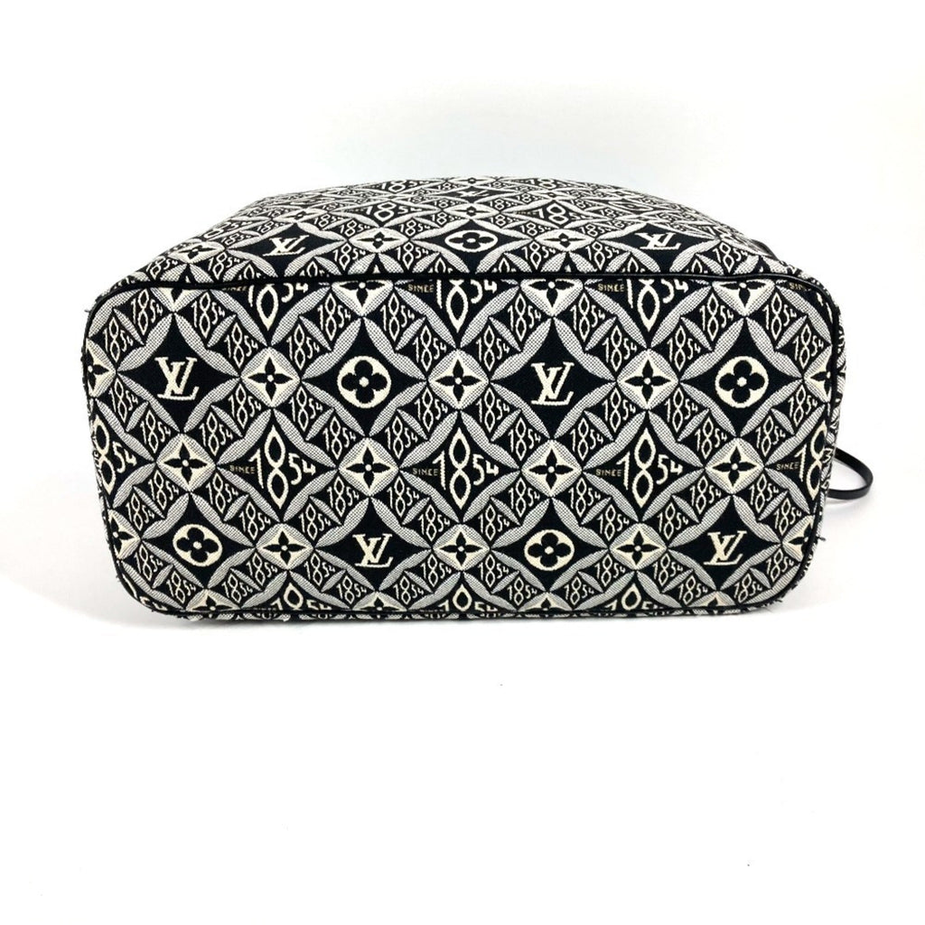 Louis Vuitton Black White Jacquard Leather Shoulder Bag Tote Bag