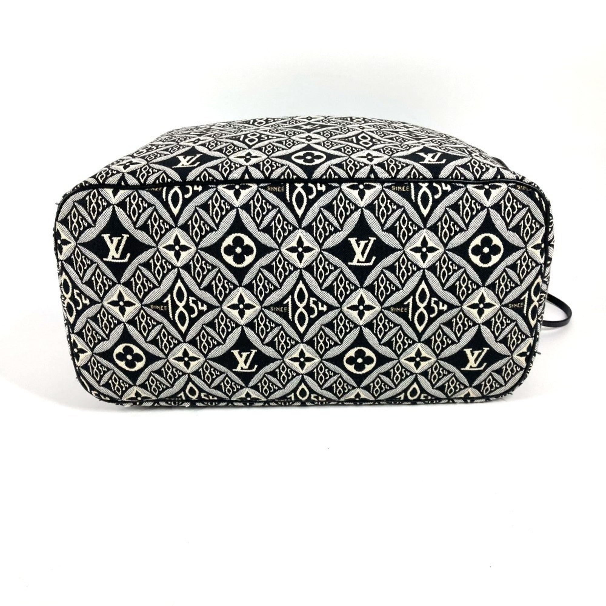 Louis Vuitton Black White Jacquard Leather Shoulder Bag Tote Bag