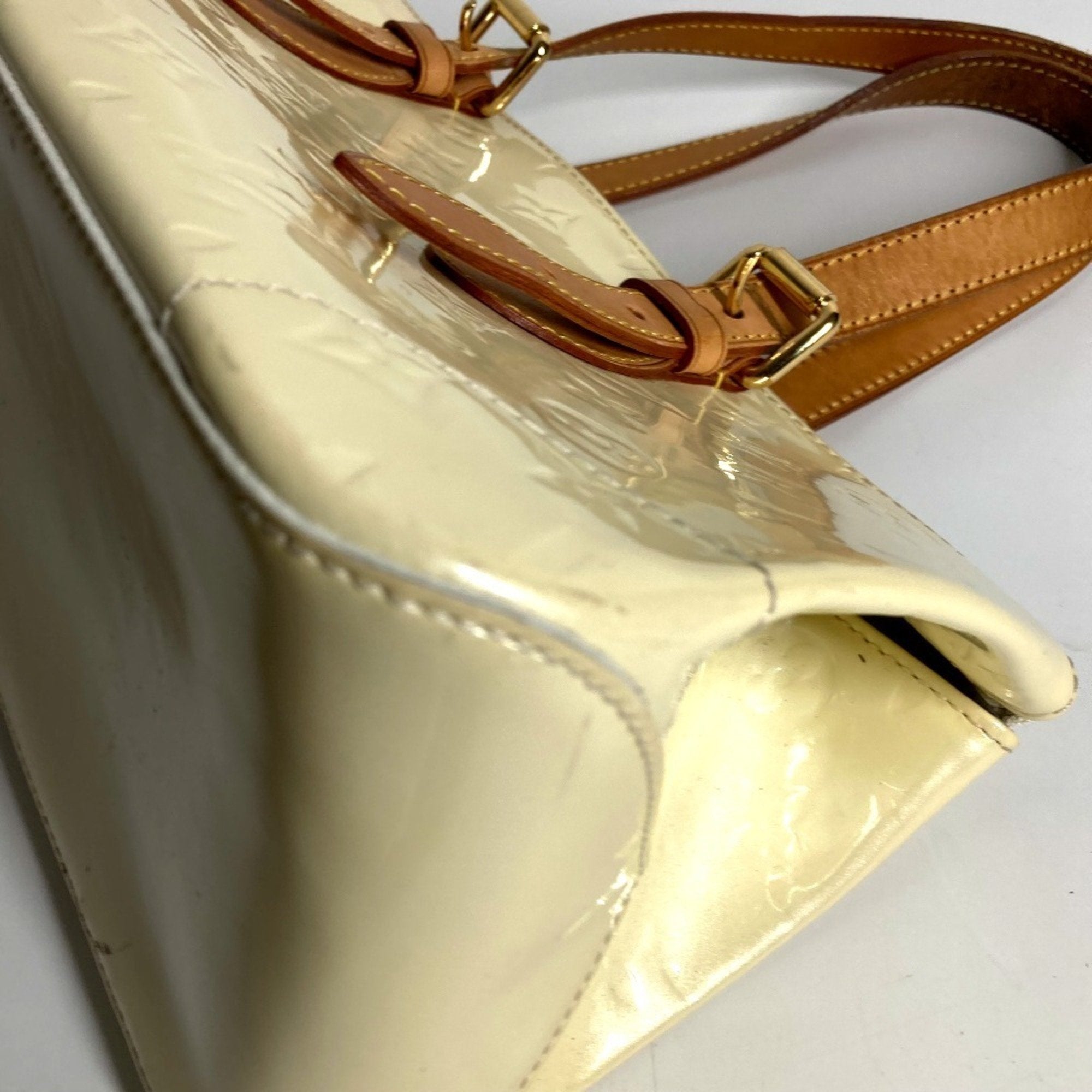 Louis Vuitton Pearl White Monogram Vernis Handbag Shoulder Bag Tote Bag
