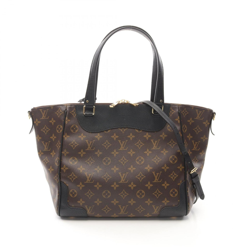 Louis Vuitton Monogram Black Brown Coated Canvas Leather Tote Bag