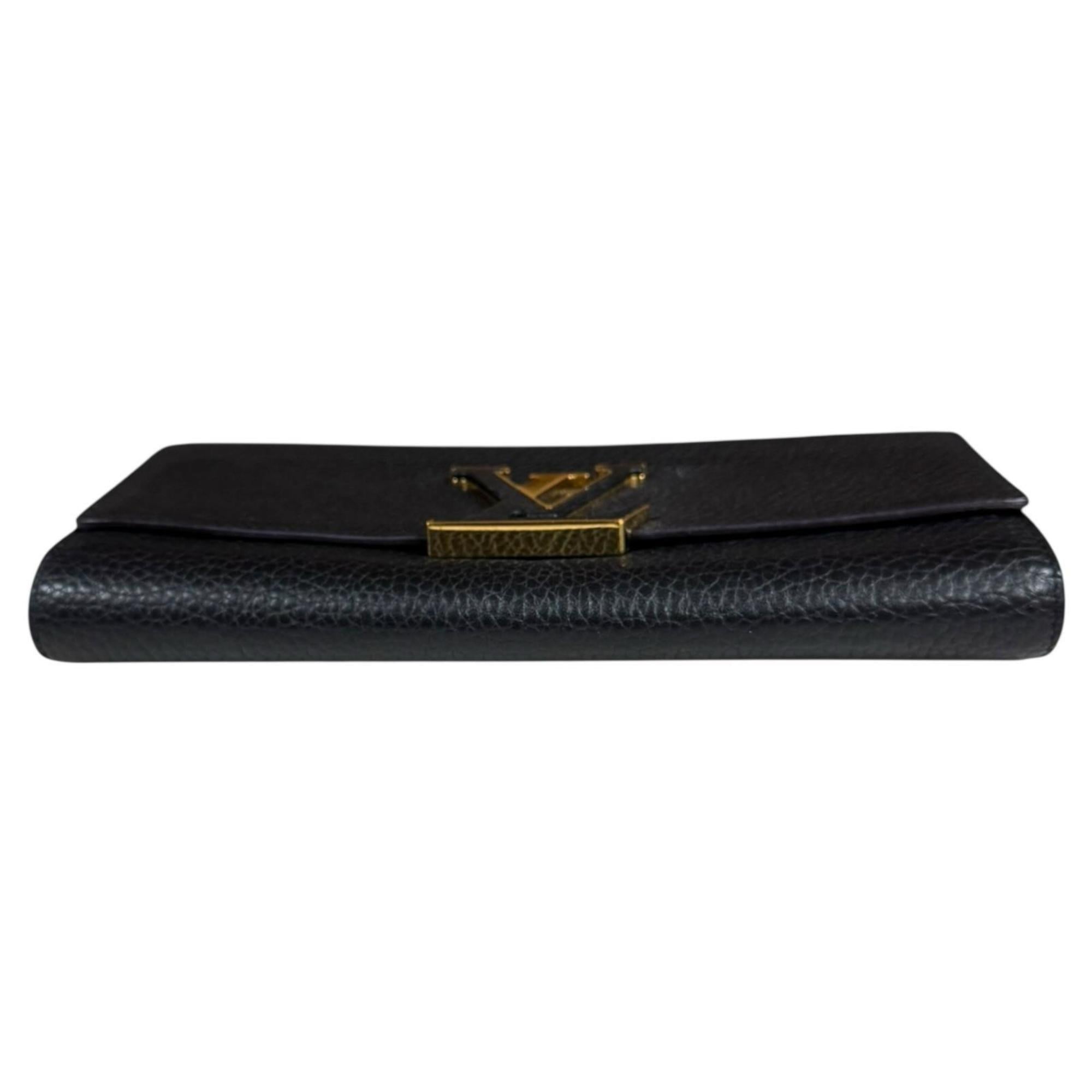 Louis Vuitton Black Noir Leather Long Wallet
