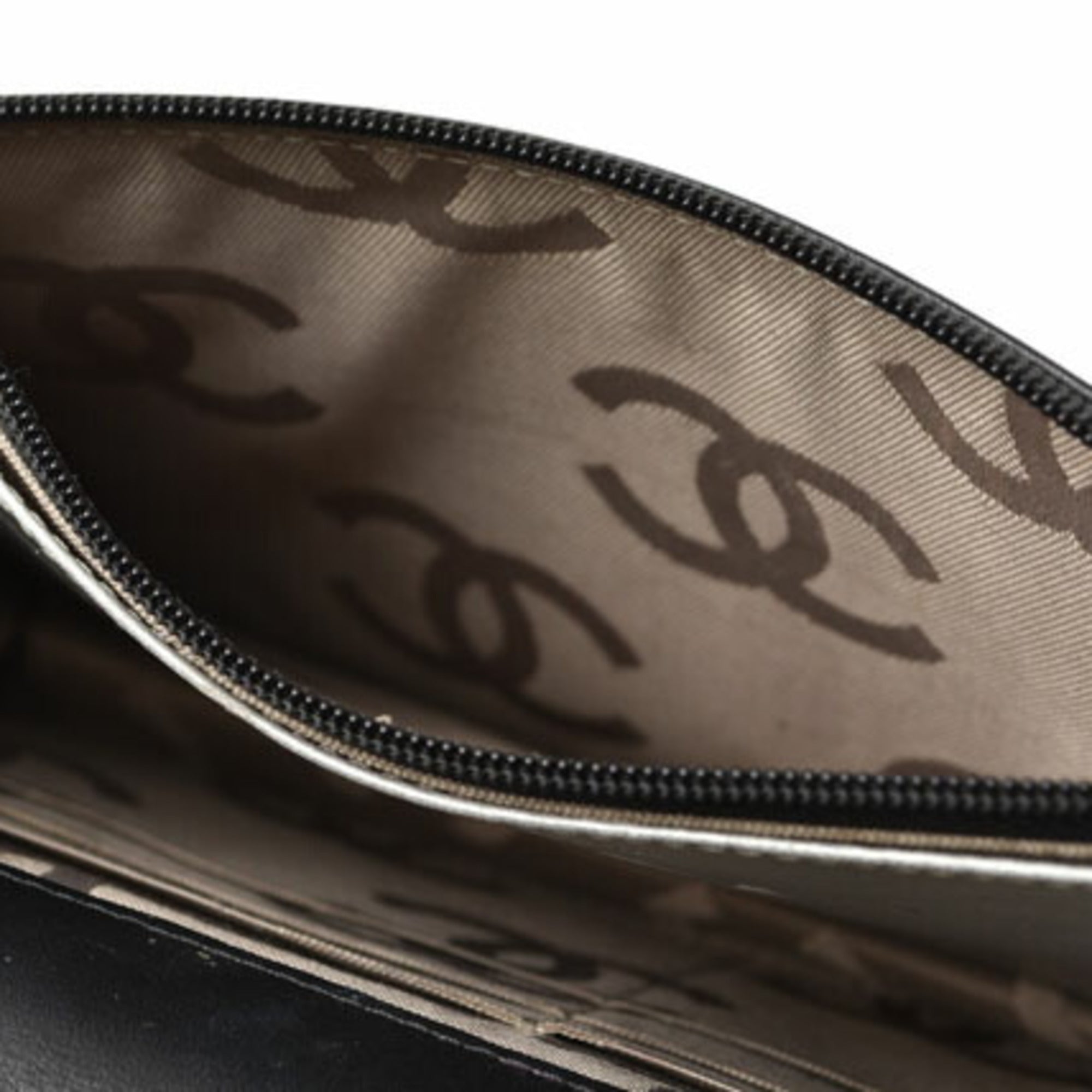 Chanel Black Leather Chain/Shoulder Wallet