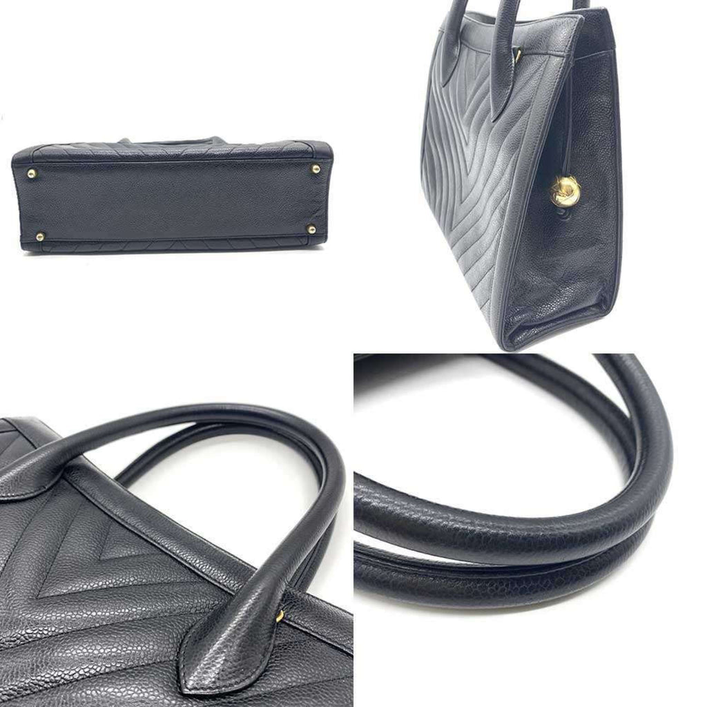 Chanel Black Grained Calfskin Handbag Tote Bag