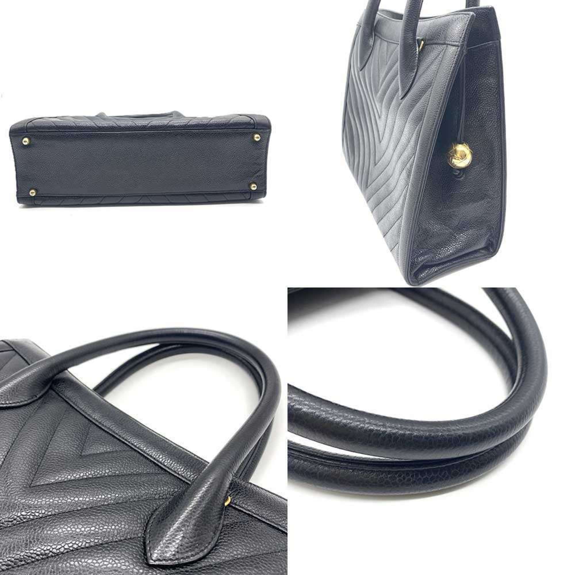 Chanel Black Grained Calfskin Handbag Tote Bag