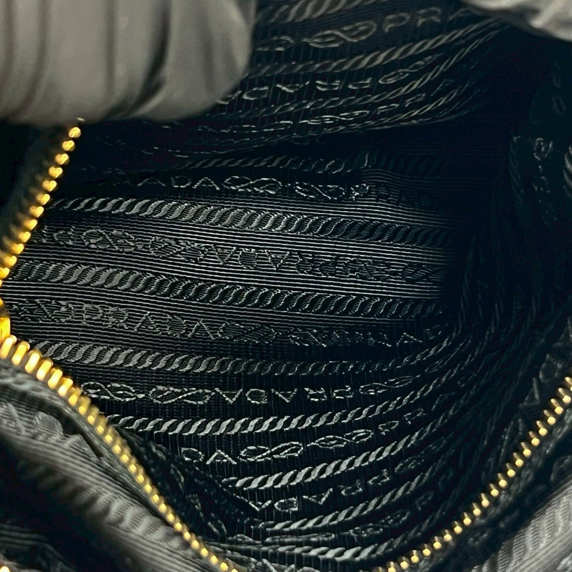 Prada Black Nylon Leather Handbag Shoulder Bag Tote Bag