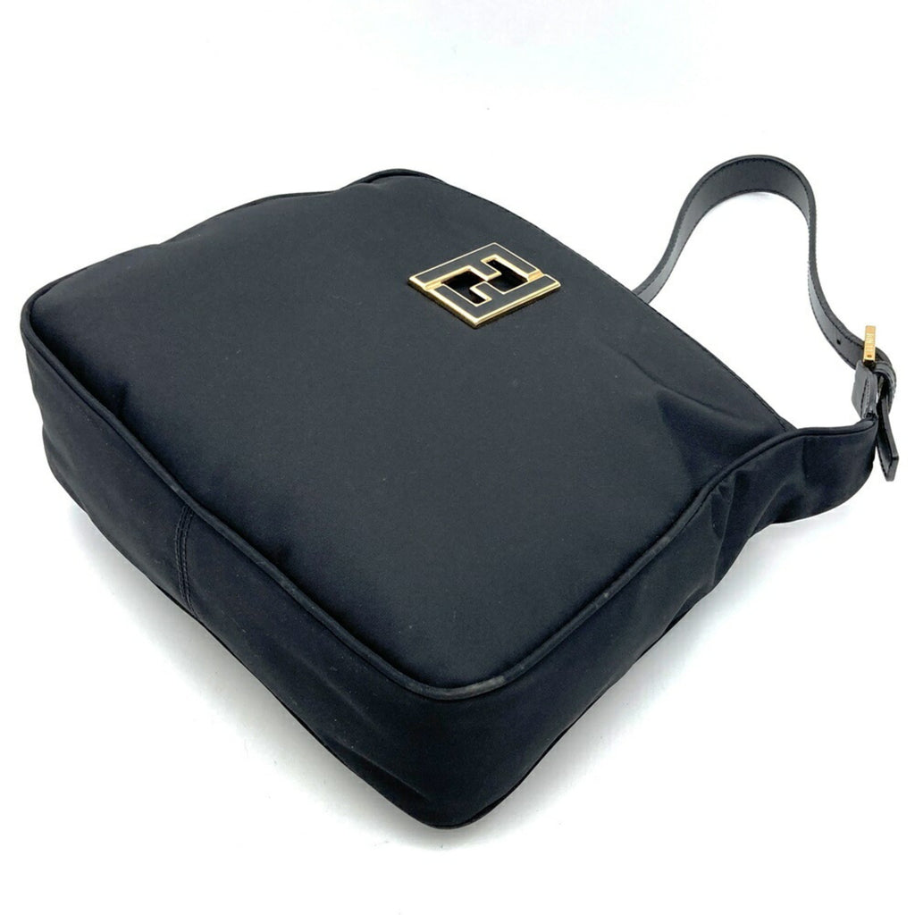 Fendi Black Nylon Leather Shoulder Bag