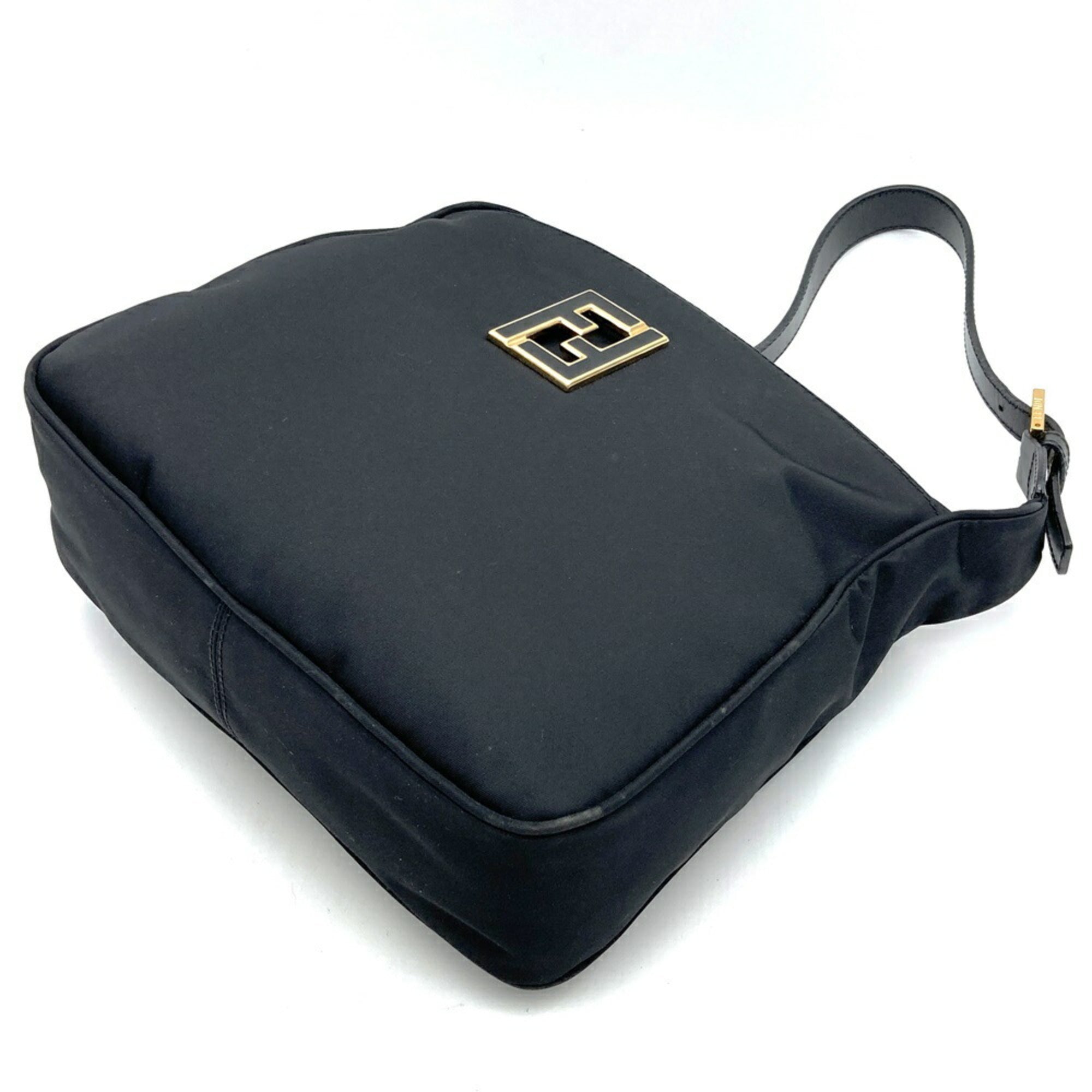 Fendi Black Nylon Leather Shoulder Bag