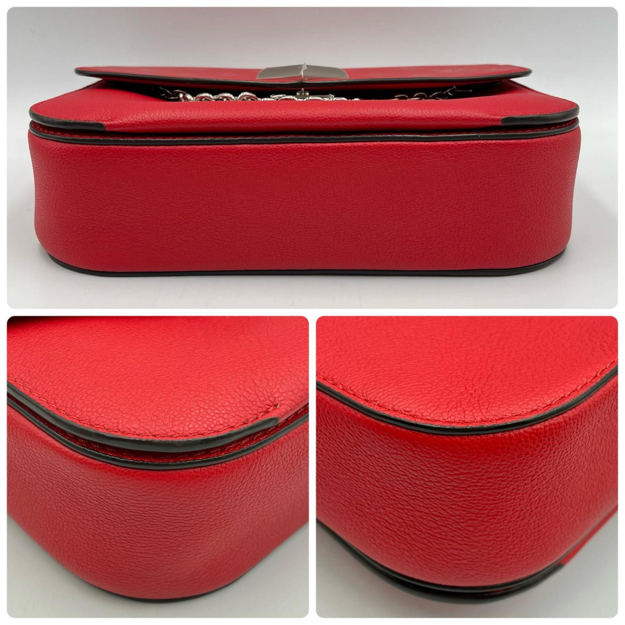 Louis Vuitton Red Color Leather Handbag Shoulder Bag