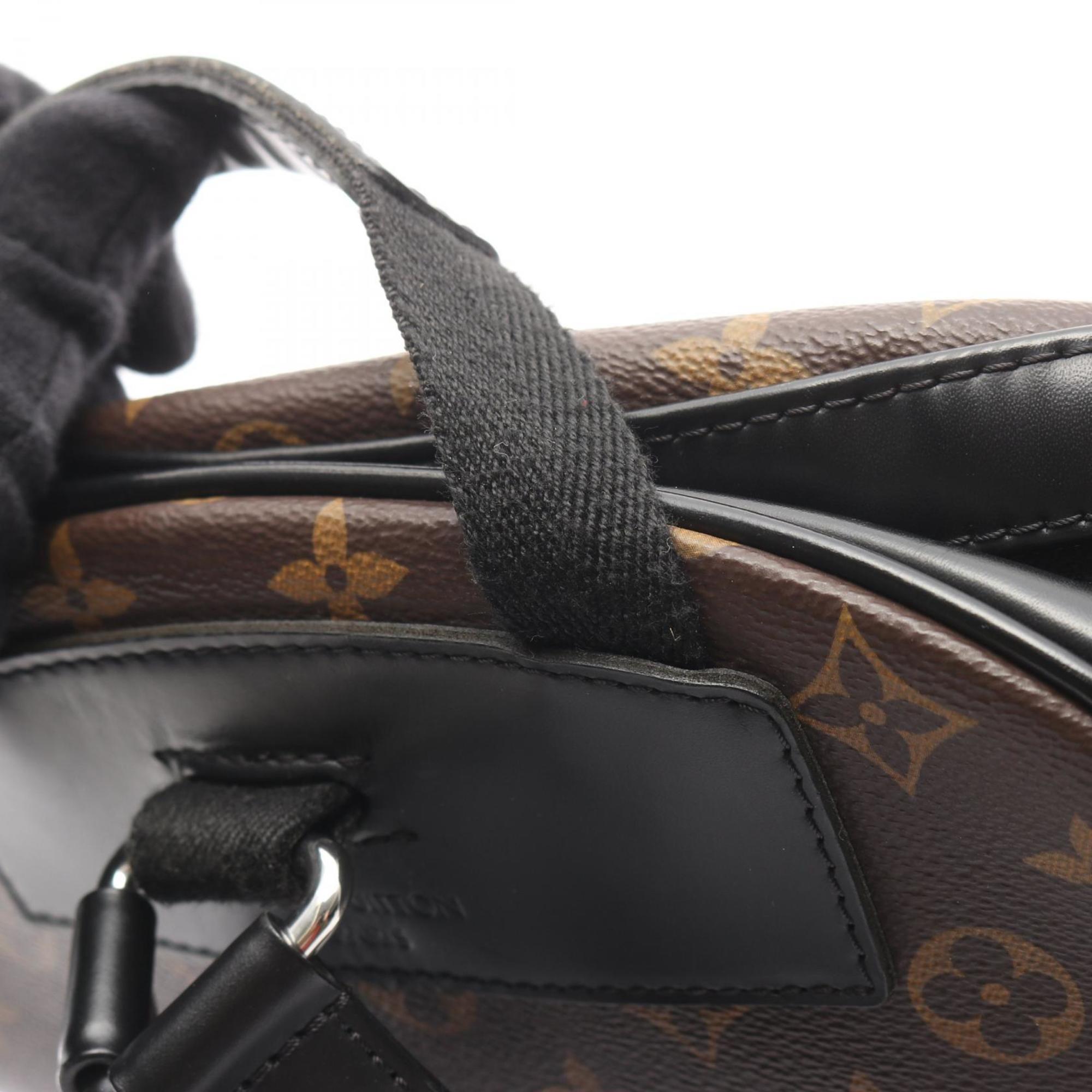 Louis Vuitton Black Brown Coated Canvas Leather Backpack