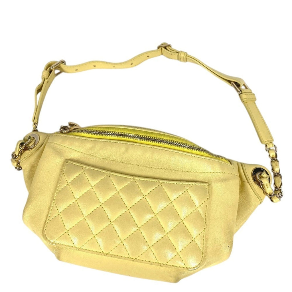 Chanel Matelasse Yellow Leather Sling Bag