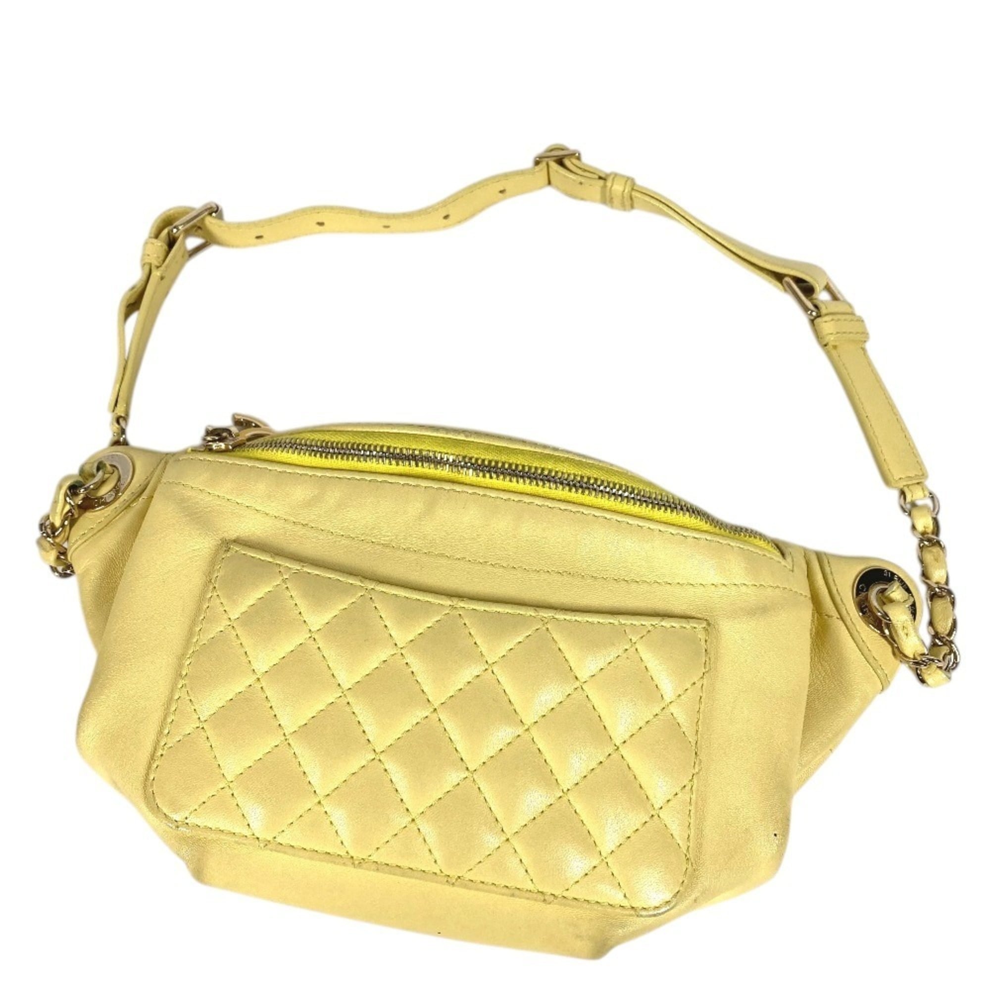 Chanel Matelasse Yellow Leather Sling Bag