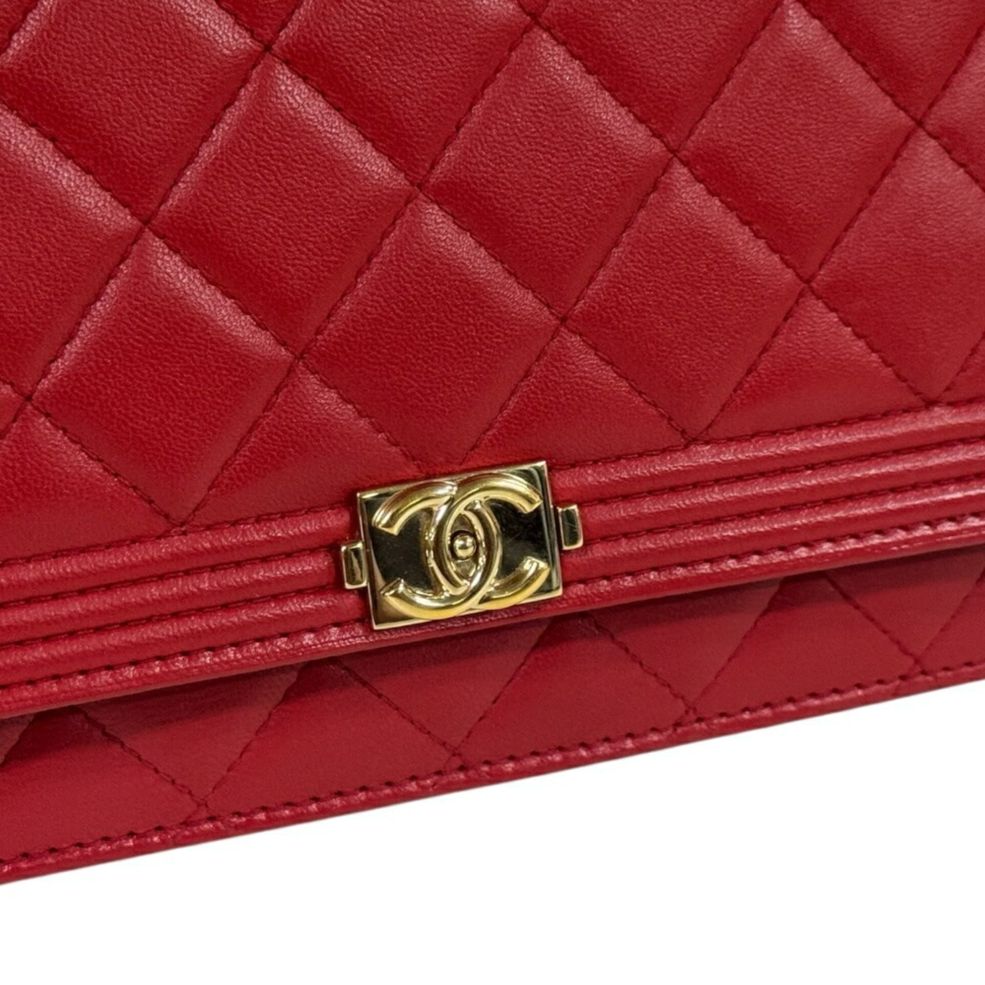 Chanel Boy Chanel Red Color Leather Shoulder Bag