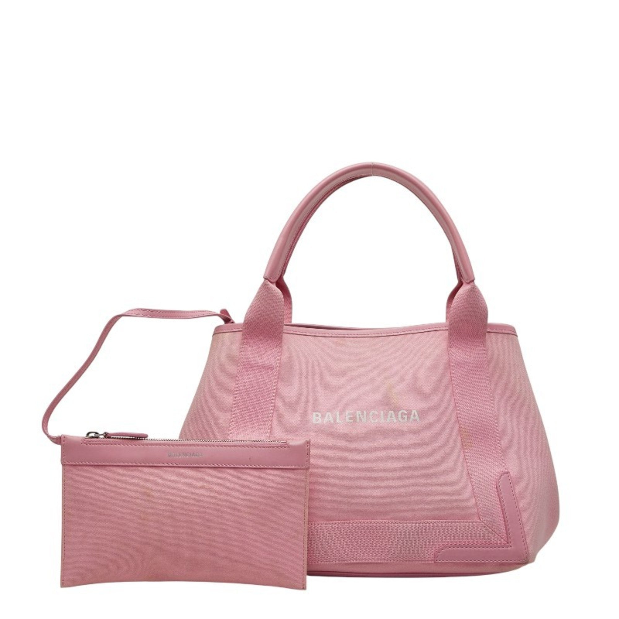 Balenciaga Pink Canvas Leather Hand