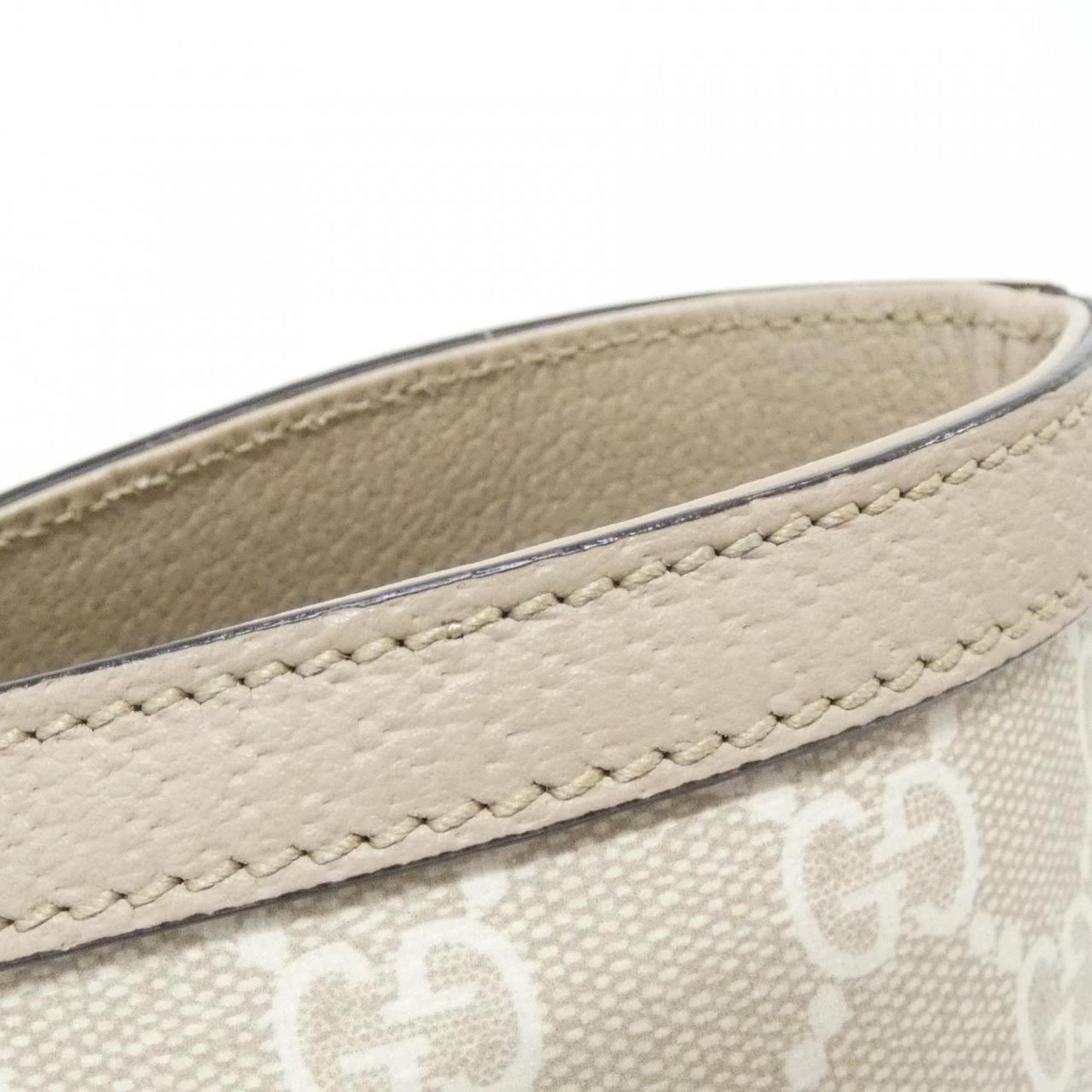 Gucci Beige White Gg Supreme Canvas Leather Shoulder Bag (Pre-Owned)