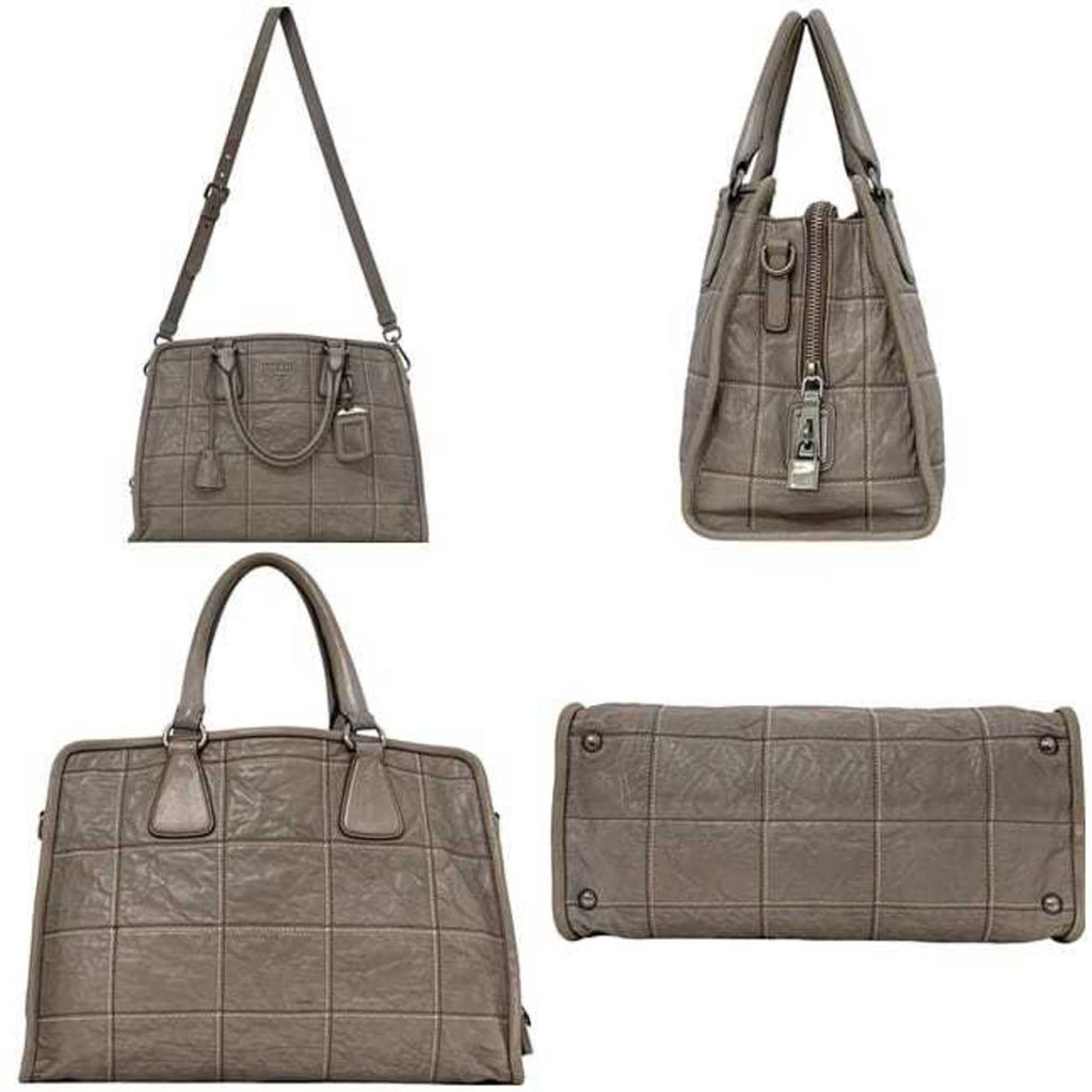 Prada Gray Nappa Leather Leather Handbag Shoulder Bag Tote Bag