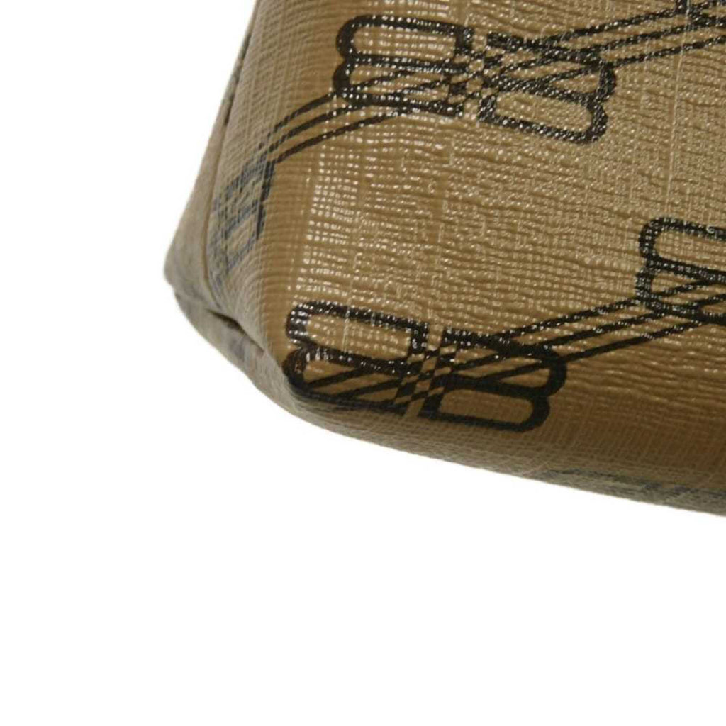 Balenciaga Beige Brown Coated Canvas Leather Clutch Bag Pouch