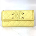 Chanel Yellow Leather Long Wallet (Bi-Fold)