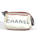 Chanel Red Color White Nylon Handbag Pouch Shoulder Bag