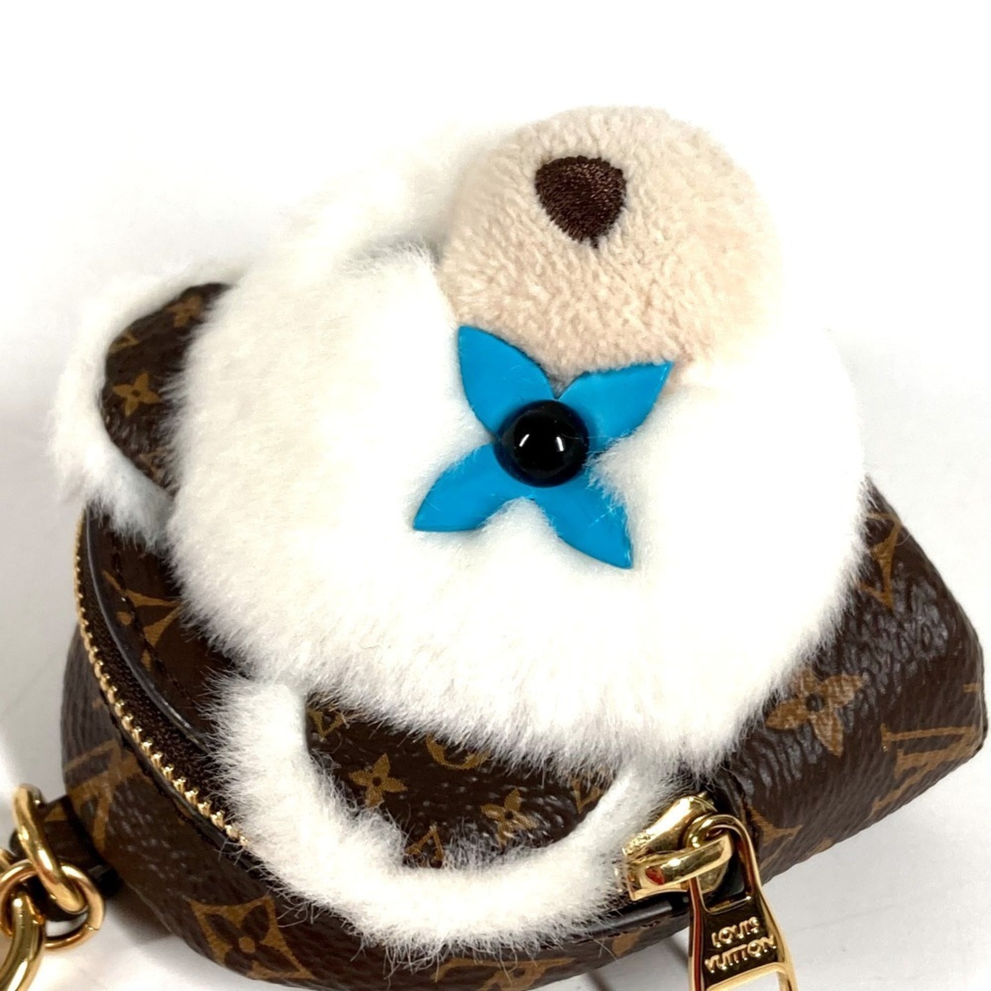 Louis Vuitton Brown White Monogram Fur Handbag Pouch