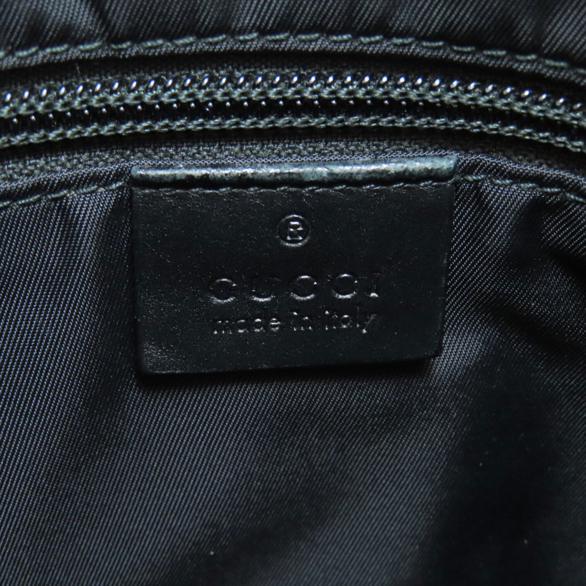 Gucci Sherry Line Black Canvas Leather Shoulder Bag (Pre-Owned)