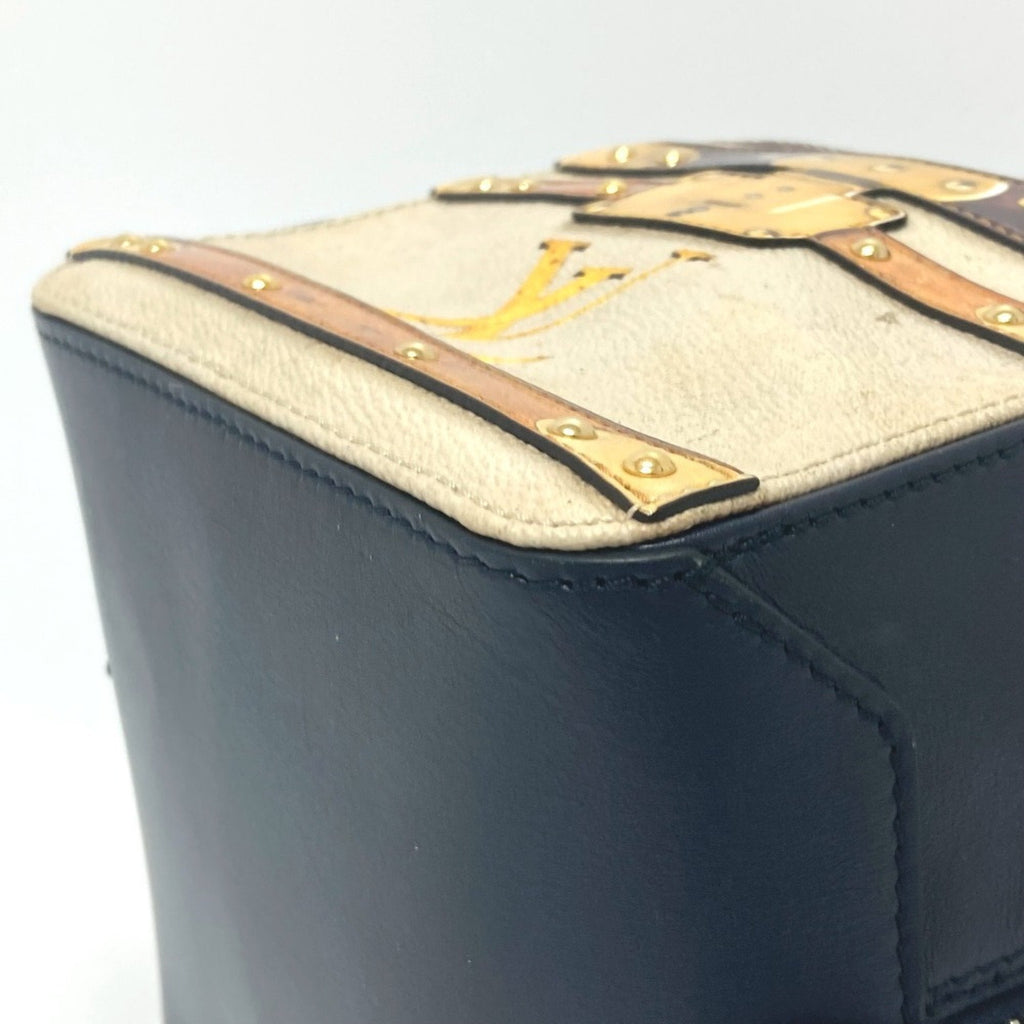 Louis Vuitton Beige Black Leather Handbag