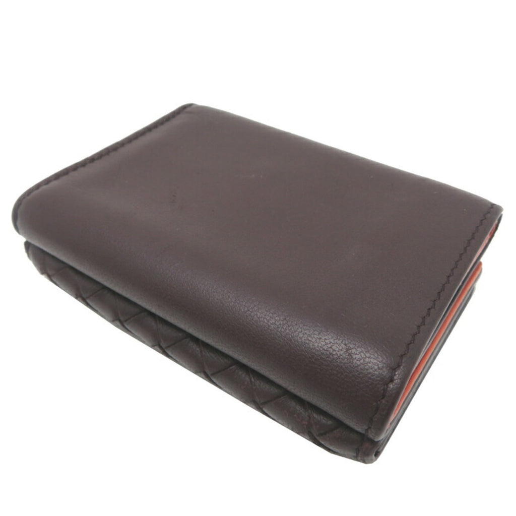 Bottega Veneta Bordeaux Brown Brown Leather Wallet (Tri-Fold)