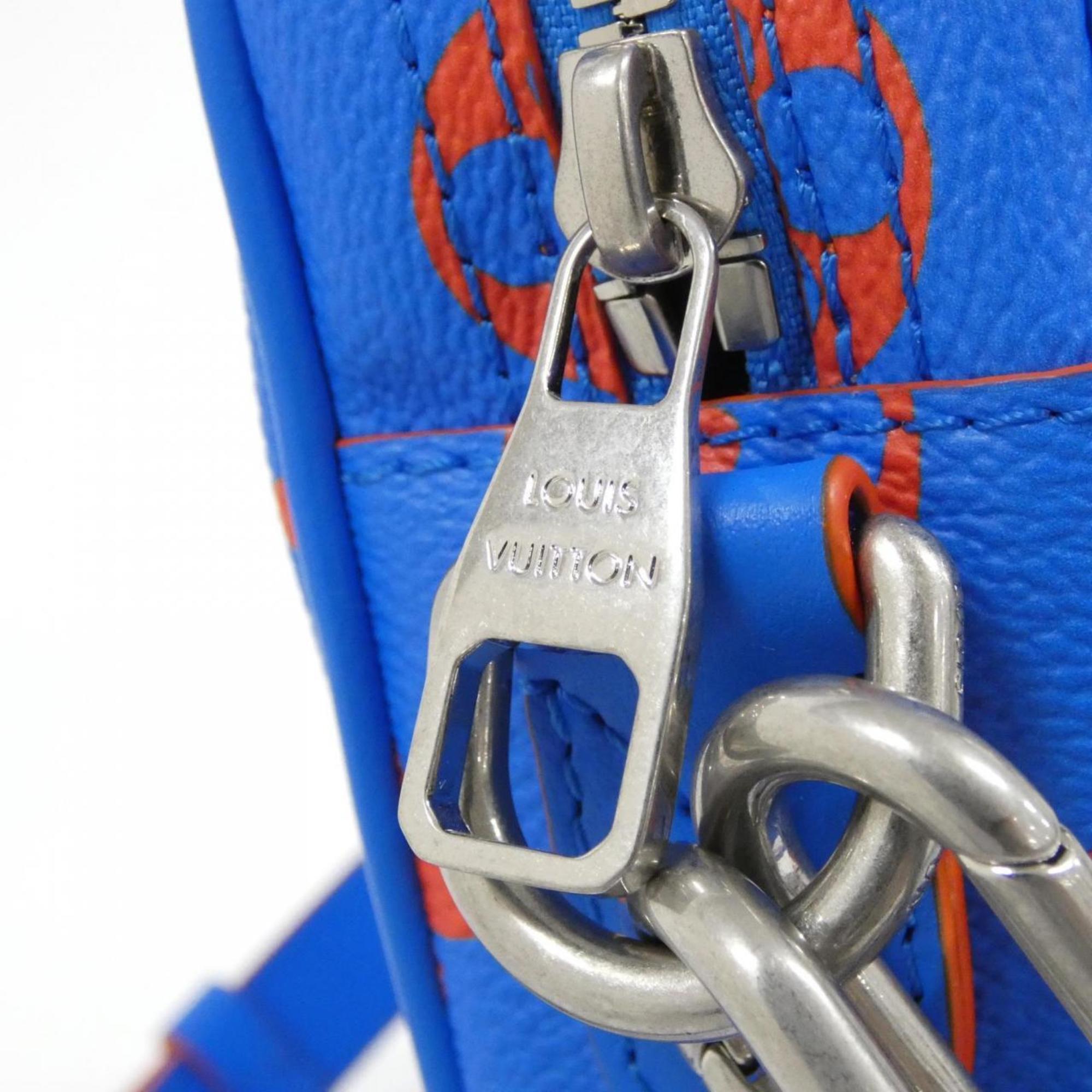 Louis Vuitton Monogram Blue Red Color Coated Canvas Handbag