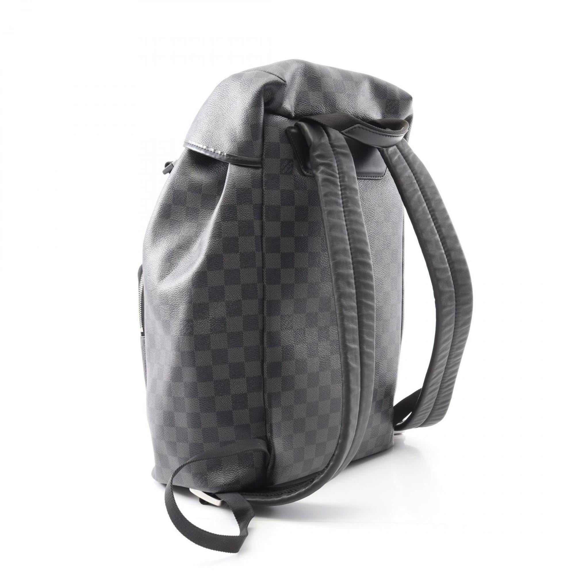 Louis Vuitton Black Coated Canvas Leather Backpack