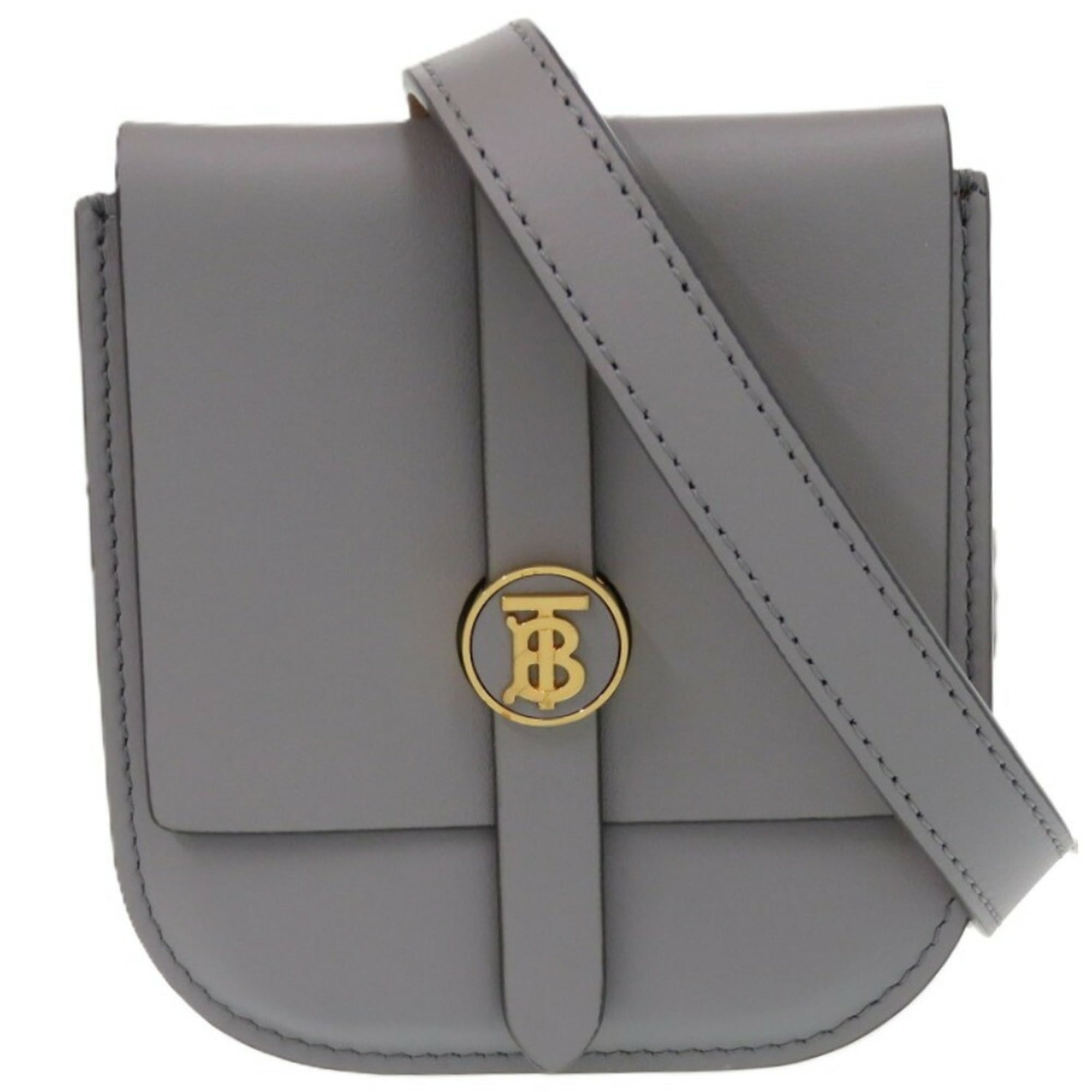 Burberry Gray Leather Fanny Pack Pouch
