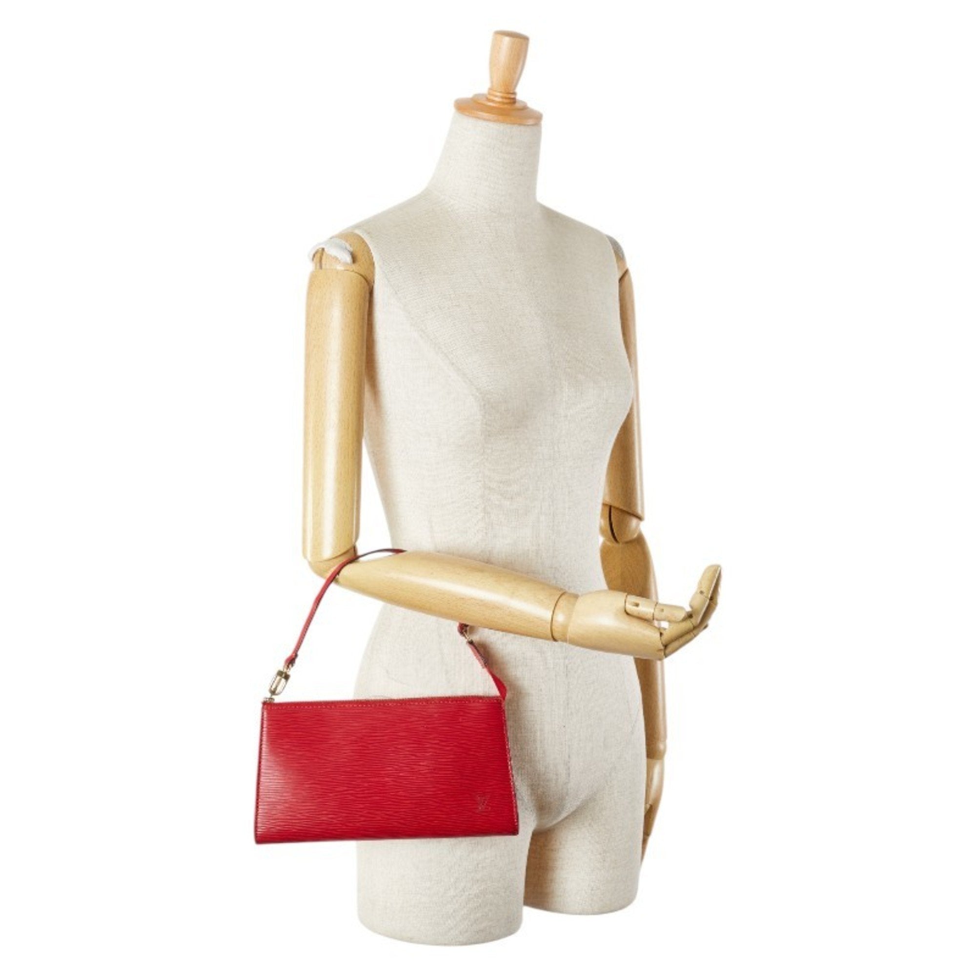 Louis Vuitton Castilian Red Leather Handbag Pochette Pouch