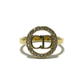 Christian Dior Metal Rhinestone Band Ring (Pre-Owned)
