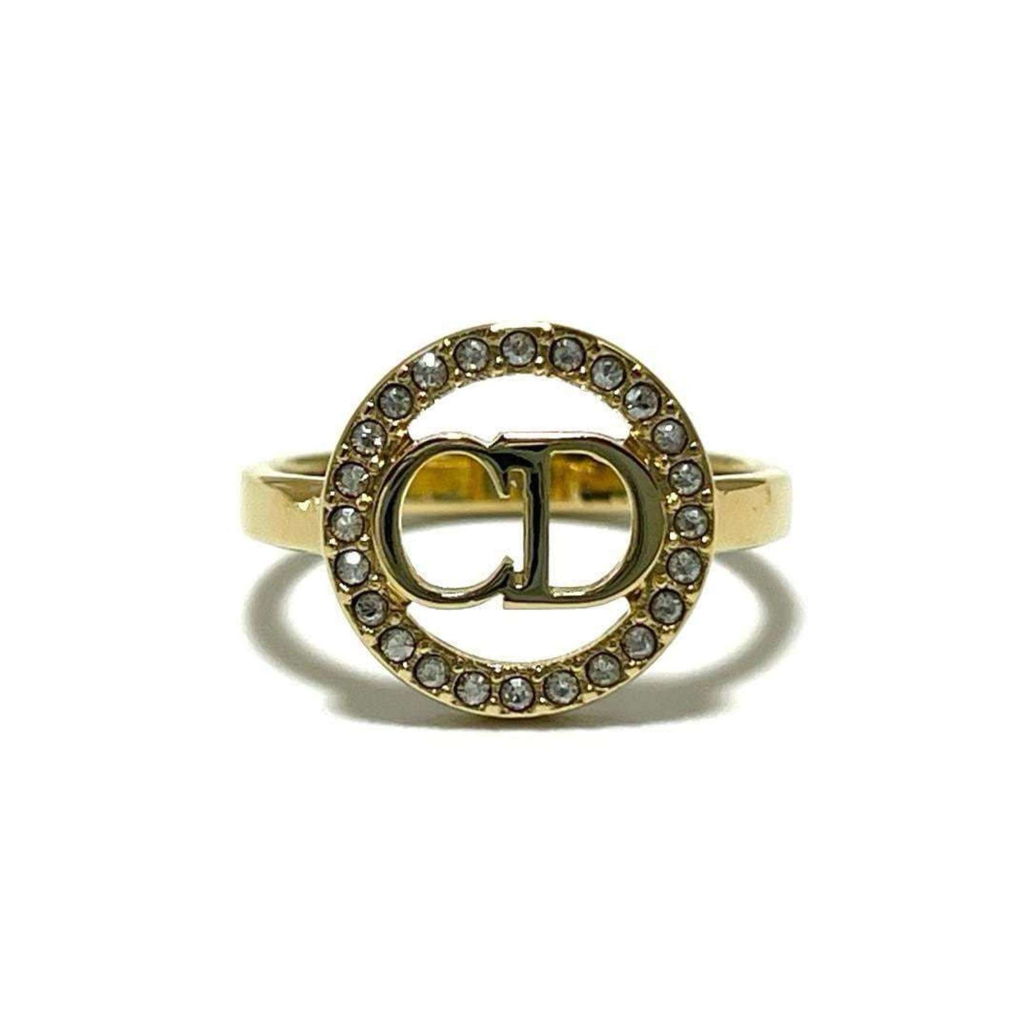 Christian Dior Metal Rhinestone Band Ring (Pre-Owned)