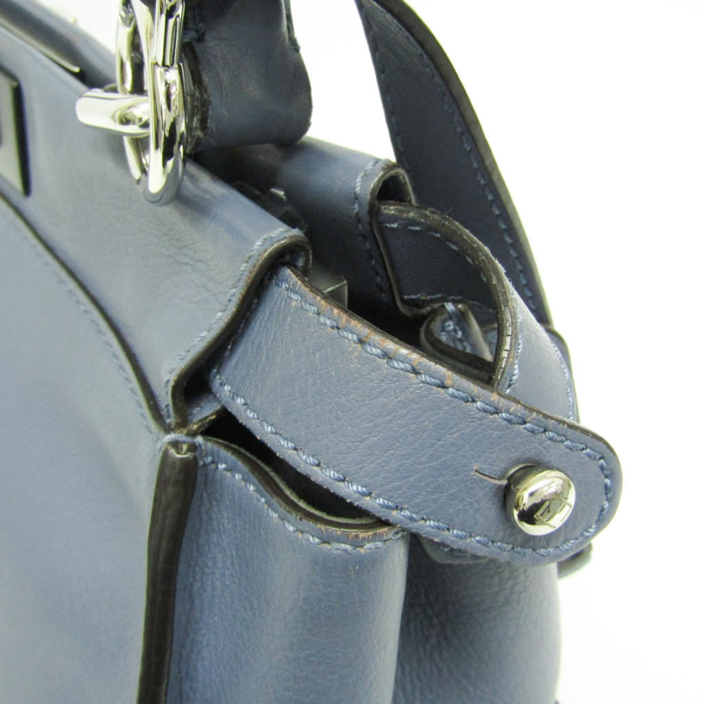 Fendi Peekaboo Blue Leather Handbag Shoulder Bag