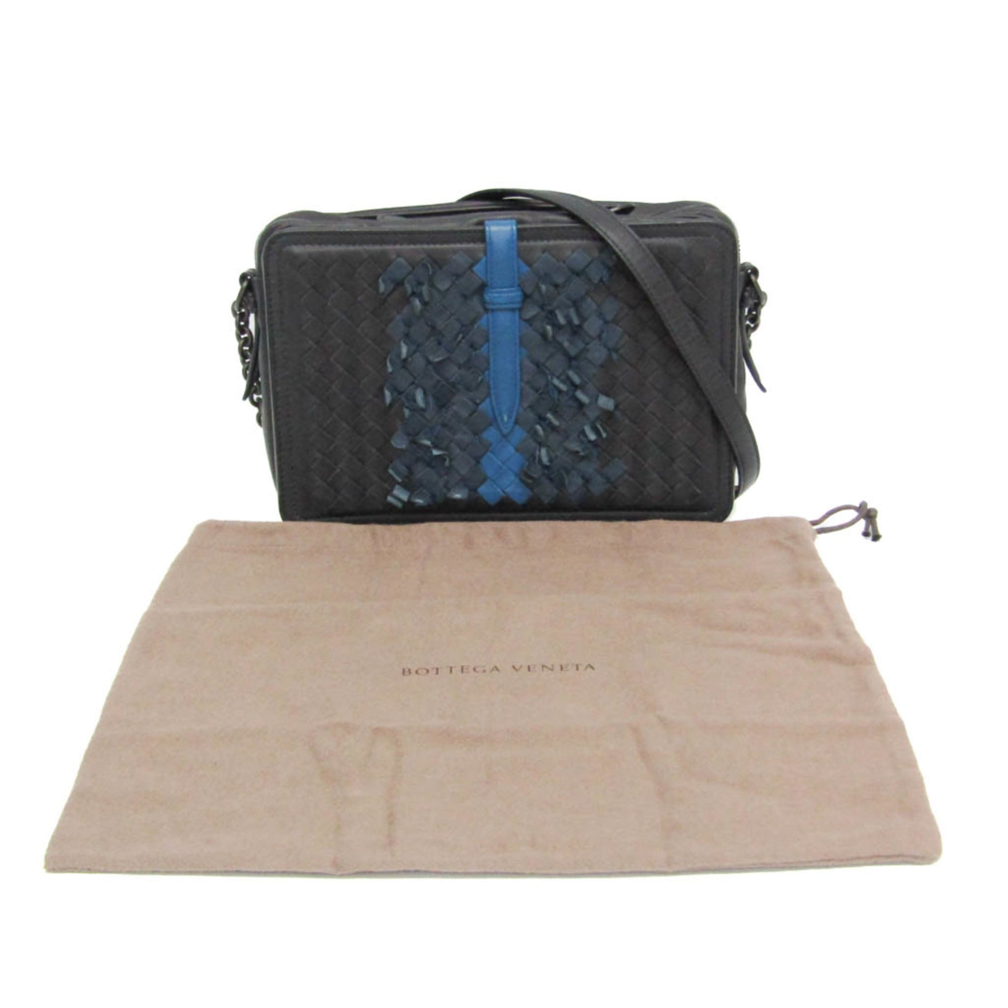Bottega Veneta Belt Flap Camera Bag Intrecciato Nappa Navy Leather Shoulder Bag Bag