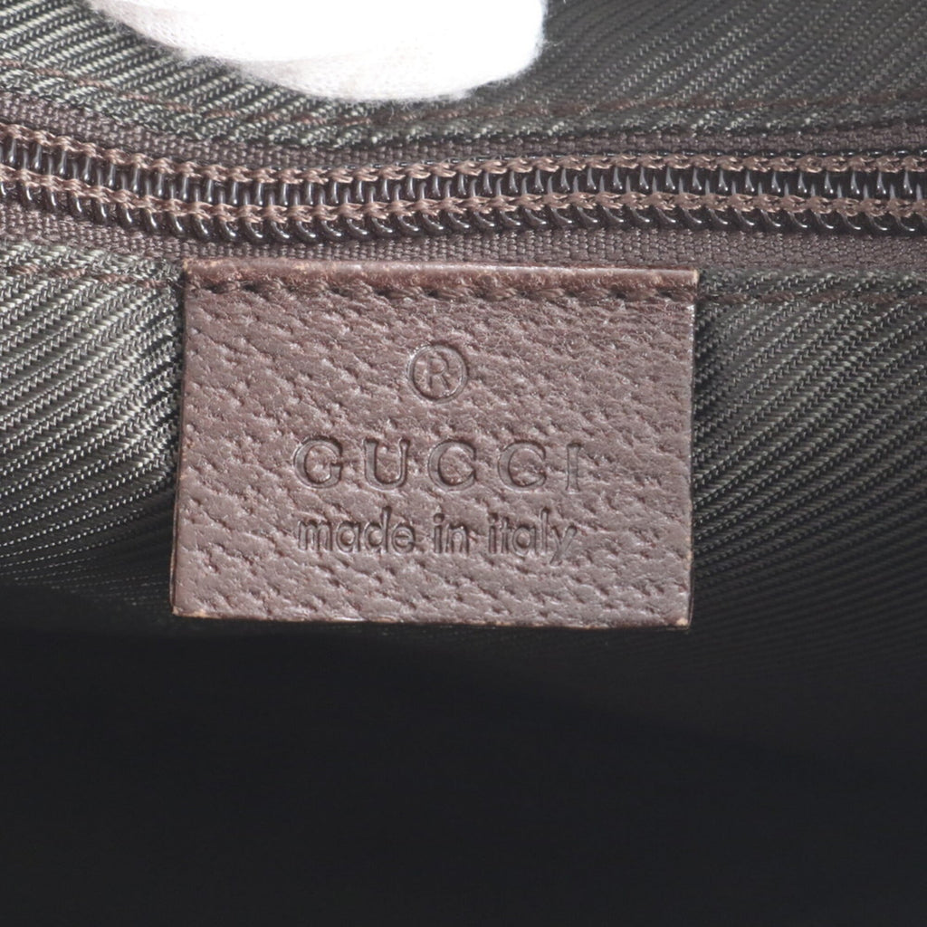 Gucci Beige Brown Leather Canvas Handbag Shoulder Bag (Pre-Owned)