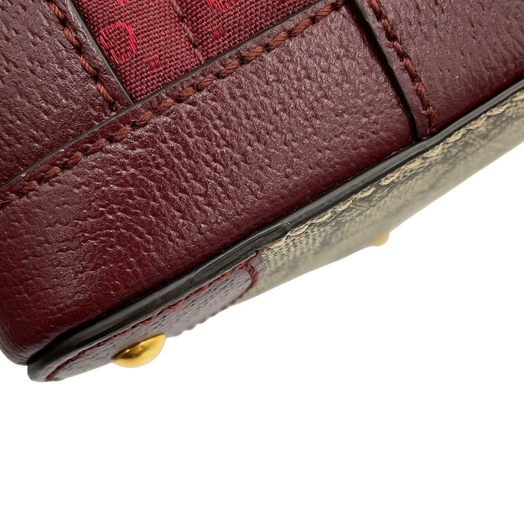 Gucci Bordeaux Gg Supreme Canvas Leather Shoulder Bag (Pre-Owned)